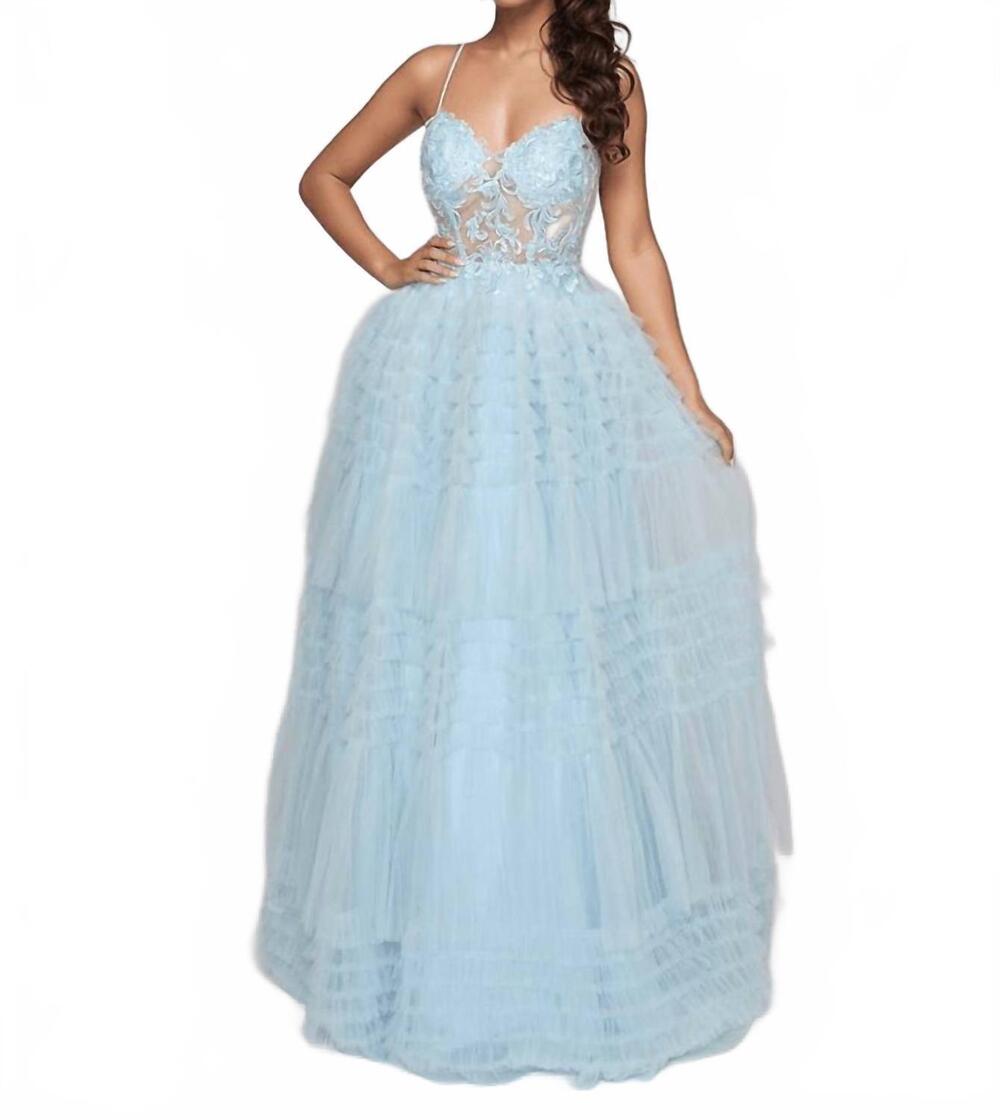 NEW NINA CANACCI formal prom ruffle dress in sky blue